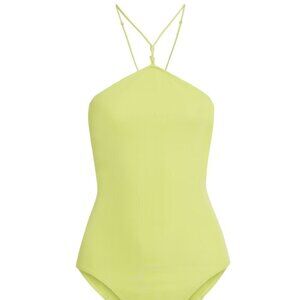 FRAME Revolve Lemoncello Sleeveless Jersey Knotted Bodysuit XS Slim Fit